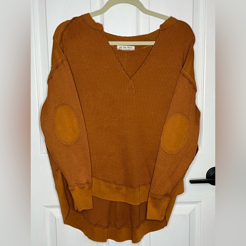 We The Free People Top Size XS Owen Thermal Long Sleeve Rust Oversized - Picture 2 of 6